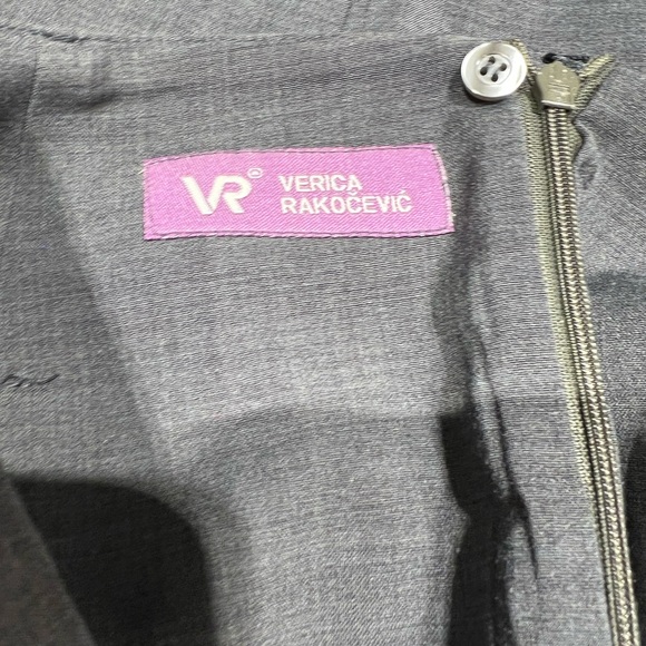 VERICA RAKOCEVIC GRAY PENCIL SKIRT WITH CUT OUT BACK SLIT - Picture 2 of 7